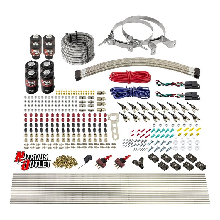 00-10434-E85-L-DS-00 8-Cyl Dual-Stage Direct Port System, Four .112 Nitrous Solenoids