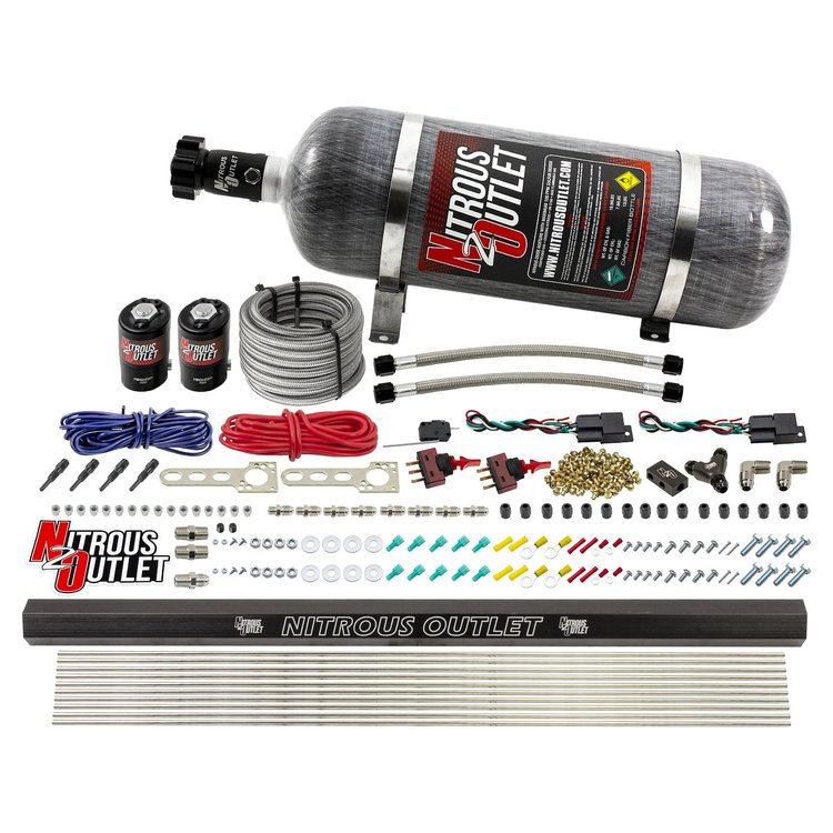 00-10361-SBT-DS-12 Dry 4-Cyl Dual-Stage Direct Port System, Two .122 Nitrous Solenoids