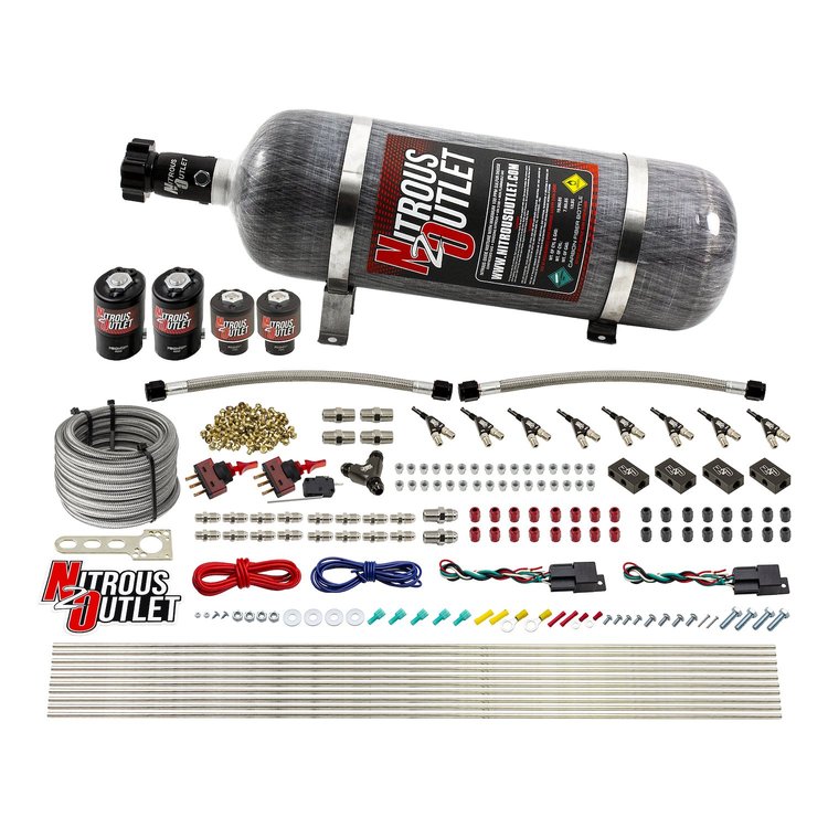 00-10362-E85-DS-12 4-Cyl Dual-Stage Direct Port System, Two .122 Nitrous Solenoids