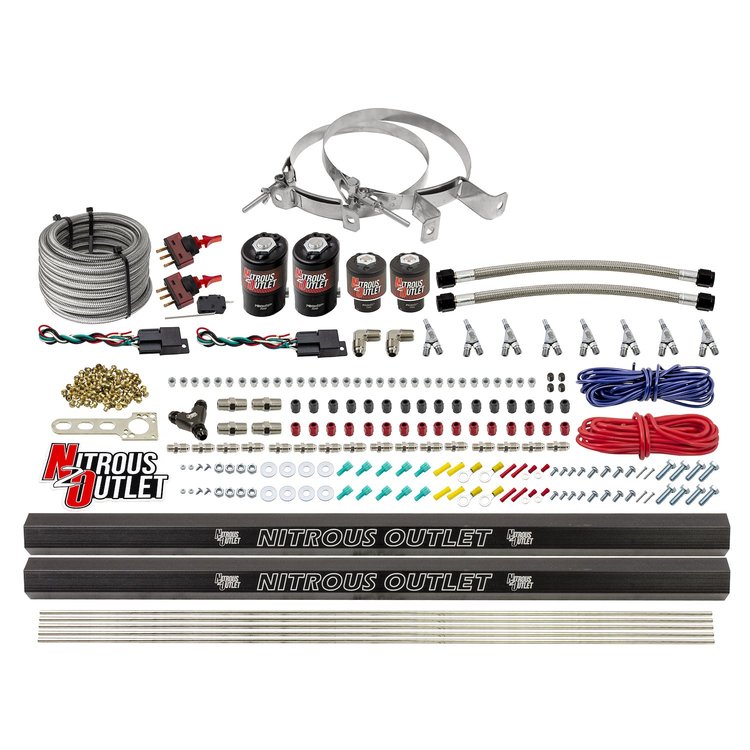 00-10363-E85-DS-00 4-Cyl Dual-Stage Direct Port System, Two .122 Nitrous Solenoids