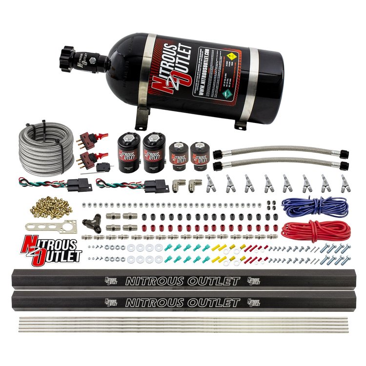 00-10363-E85-DS-10 4-Cyl Dual-Stage Direct Port System, Two .122 Nitrous Solenoids