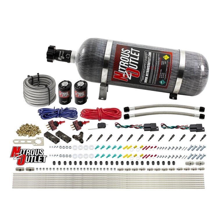 00-10396-SBT-DS-12 Dry 6-Cyl Dual-Stage Direct Port System, Two .122 Nitrous Solenoids