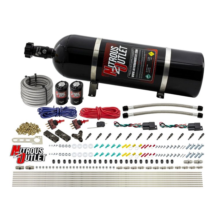 00-10396-SBT-DS-15 Dry 6-Cyl Dual-Stage Direct Port System, Two .122 Nitrous Solenoids