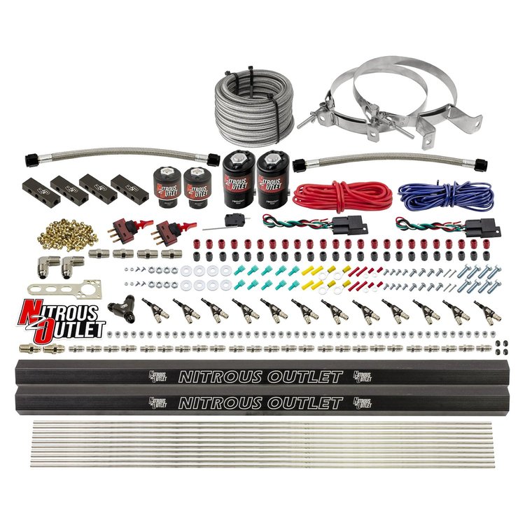 00-10398-E85-DS-00 6-Cyl Dual-Stage Direct Port System, Two .122 Nitrous Solenoids