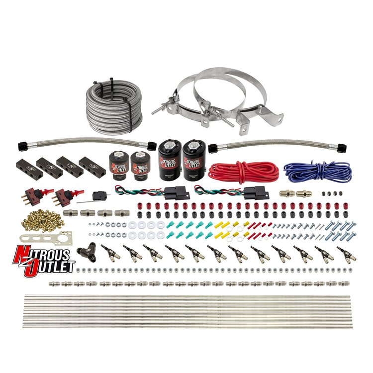 00-10399-E85-DS-00 6-Cyl Dual-Stage Direct Port System, Two .122 Nitrous Solenoids