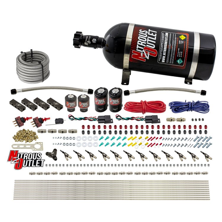 00-10399-E85-DS-10 6-Cyl Dual-Stage Direct Port System, Two .122 Nitrous Solenoids