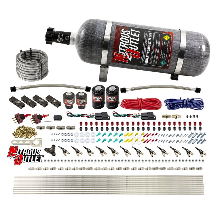 00-10399-E85-DS-12 6-Cyl Dual-Stage Direct Port System, Two .122 Nitrous Solenoids
