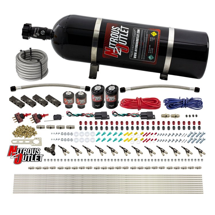 00-10399-E85-DS-15 6-Cyl Dual-Stage Direct Port System, Two .122 Nitrous Solenoids