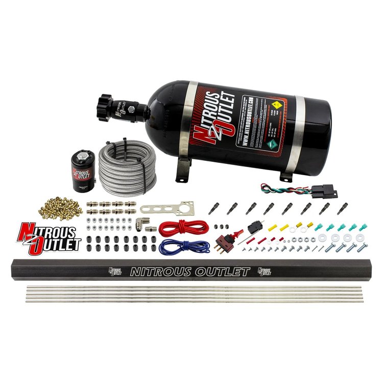 00-10470-H-R-SBT-10 Dry 8-Cyl Direct Port System, .122 Nitrous Solenoid/Injection Rail/SBT Discharge Nozzles, 100-400HP, 10lb