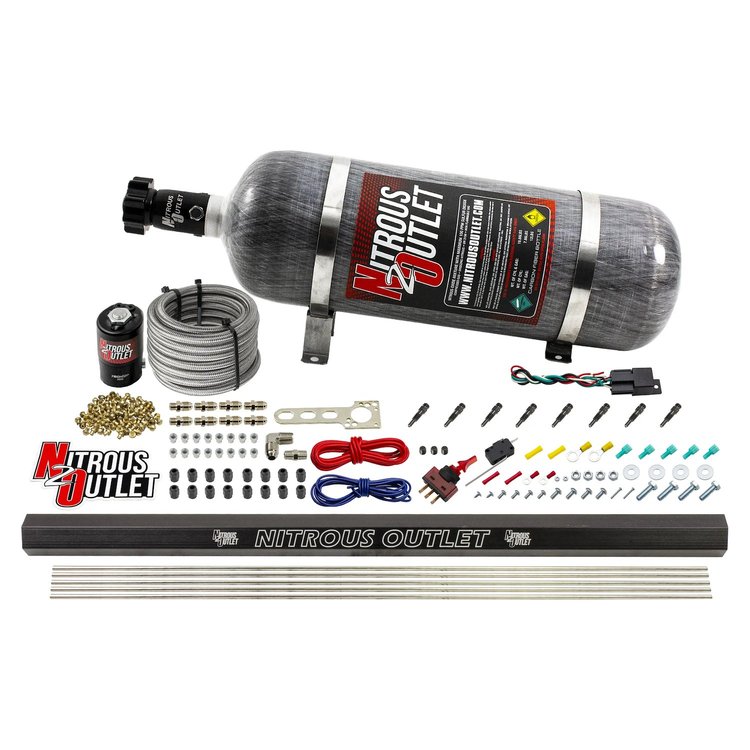 00-10470-H-R-SBT-12 Dry 8-Cyl Direct Port System, .122 Nitrous Solenoid/Injection Rail/SBT Discharge Nozzles, 100-400HP, 12lb