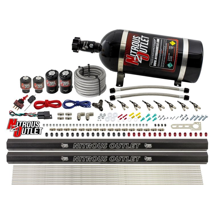 00-10474-E85-H-R-10 8-Cyl Direct Port System, Two .122 Nitrous Solenoids/Two .177 Fuel Solenoids/Two Dual Passage Injection Rail