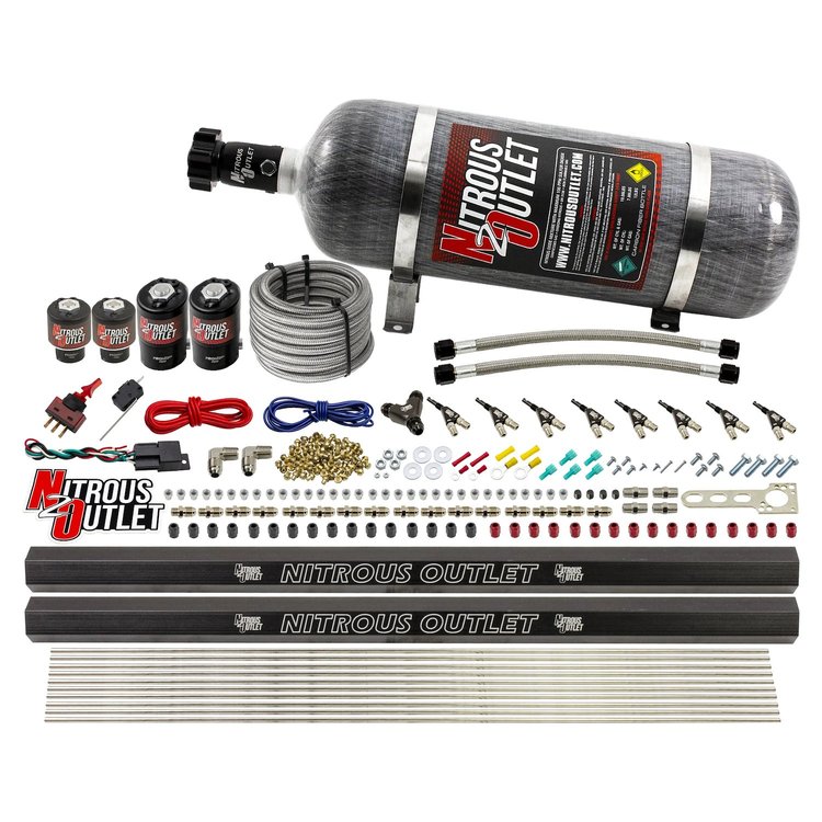 00-10474-E85-L-R-12 8-Cyl Direct Port System, Two .112 Nitrous Solenoids/Two .177 Fuel Solenoids/Two Dual Passage Injection Rail
