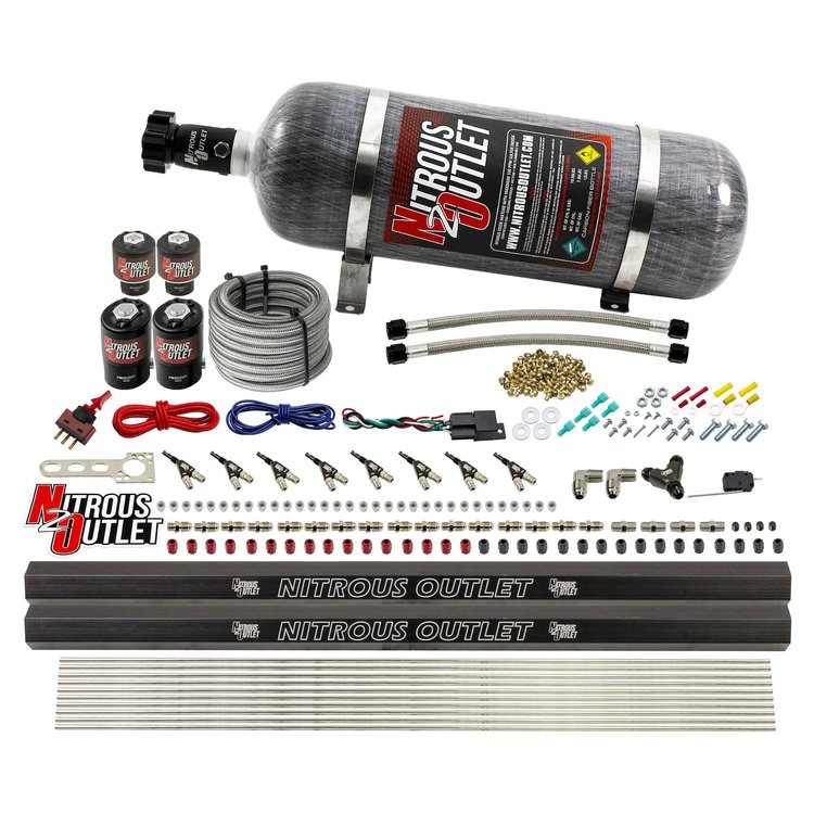 00-10475-E85-H-R-12 8-Cyl Direct Port System, Two .122 Nitrous Solenoids/Two .177 Fuel Solenoids/Two Dual Passage Injection Rail