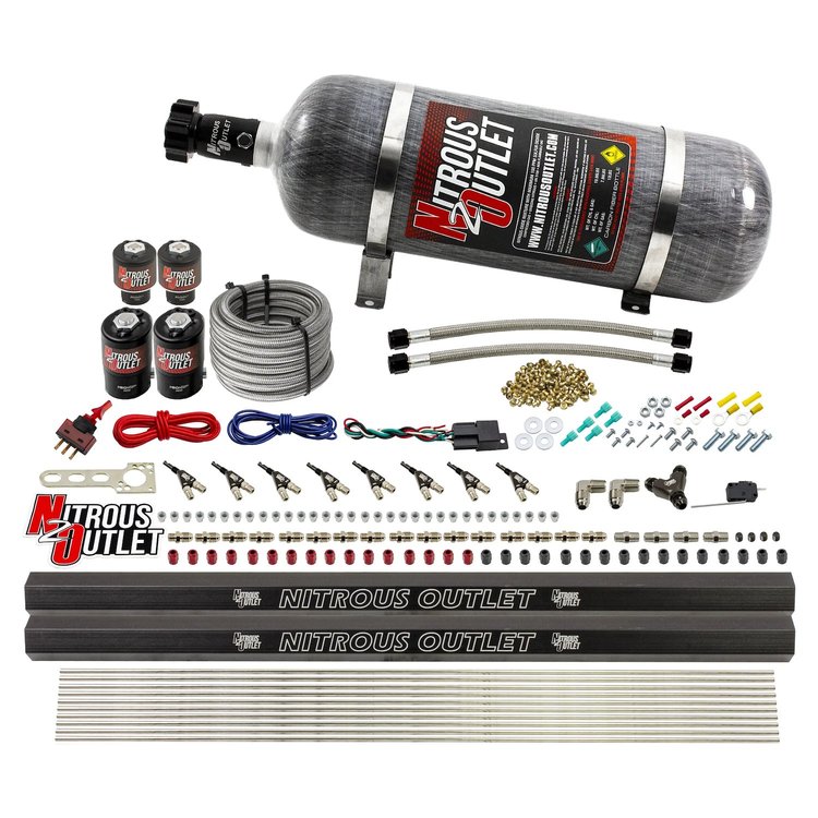 00-10475-E85-L-R-12 8-Cyl Direct Port System, Two .112 Nitrous Solenoids/Two .177 Fuel Solenoids/Two Dual Passage Injection Rail