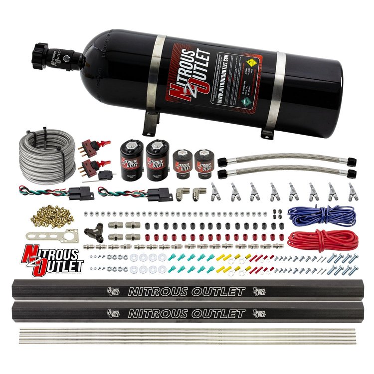 00-10362-E85-R-SBT-DS-15 4-Cyl Dual-Stage Direct Port System, Two .122 Nitrous Solenoids