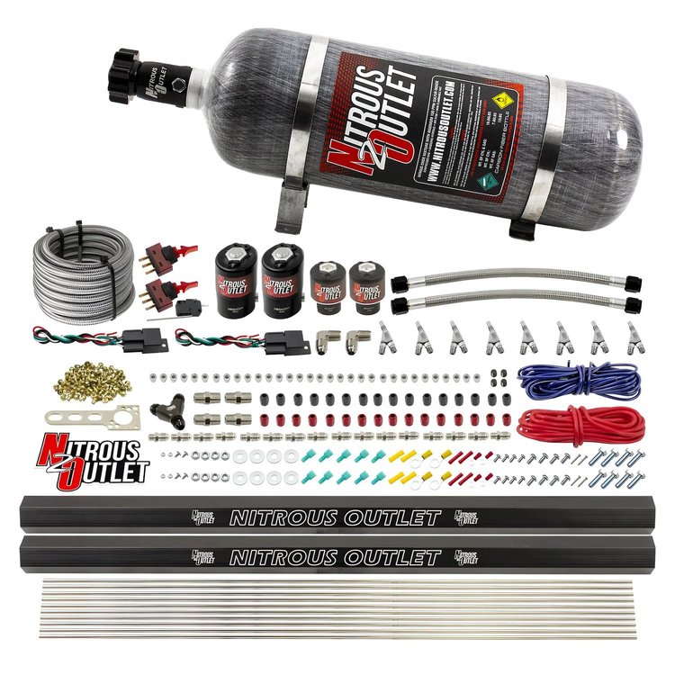 00-10363-E85-R-SBT-DS-12 4-Cyl Dual-Stage Direct Port System, Two .122 Nitrous Solenoids