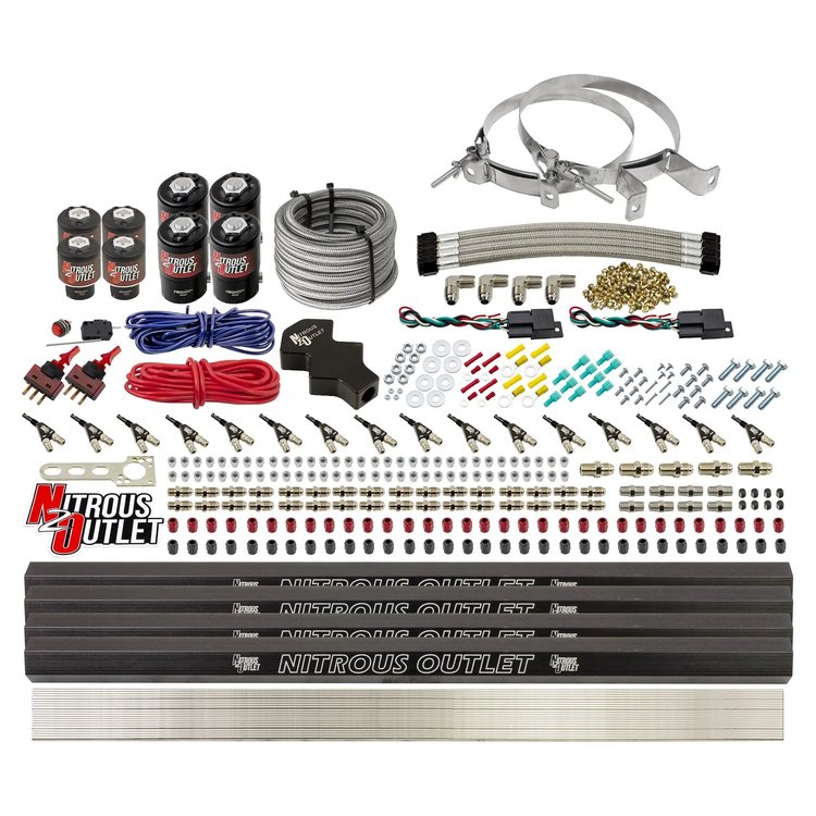 00-10474-E85-L-R-DS-00 8-Cyl Dual-Stage Direct Port System, Four .112 Nitrous Solenoids