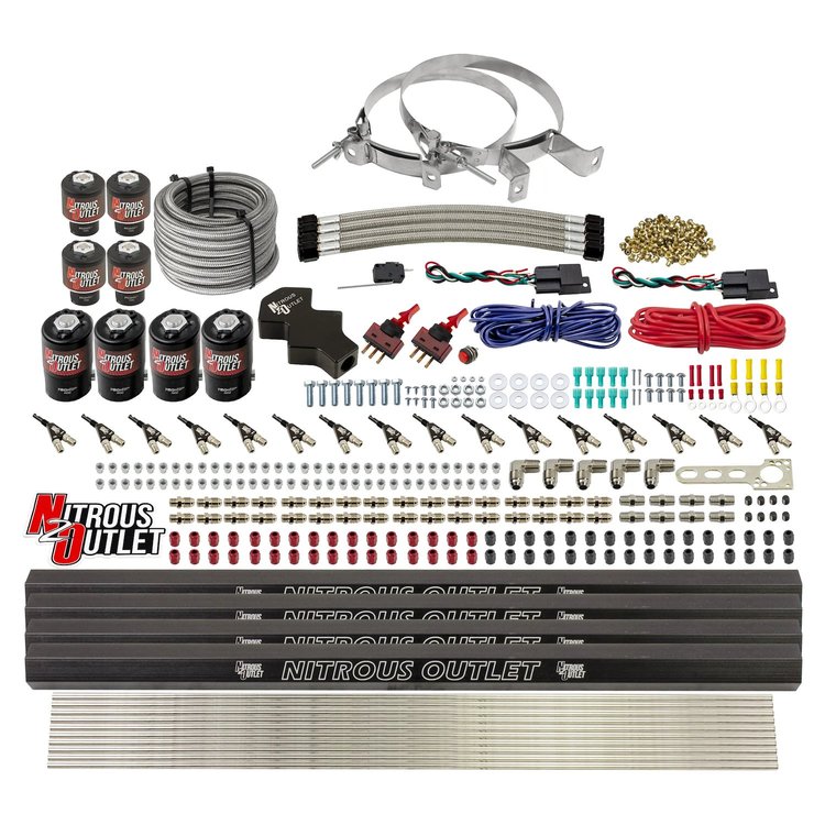 00-10475-E85-L-R-DS-00 8-Cyl Dual-Stage Direct Port System, Four .112 Nitrous Solenoids