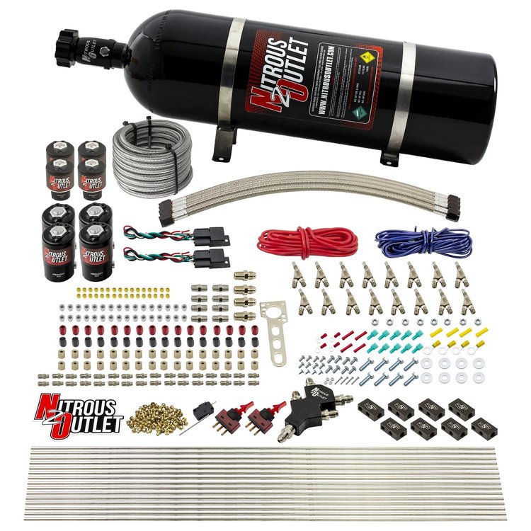 00-10434-E85-L-SBT-DS-15 8-Cyl Dual-Stage Direct Port System, Four .112 Nitrous Solenoids