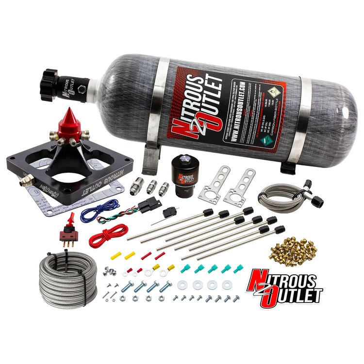 00-45900CS-DRY1-12 4500 Dry Kraken Competition Plate System, Braided Hose/.189 Competition Trashcan Nitrous Solenoid
