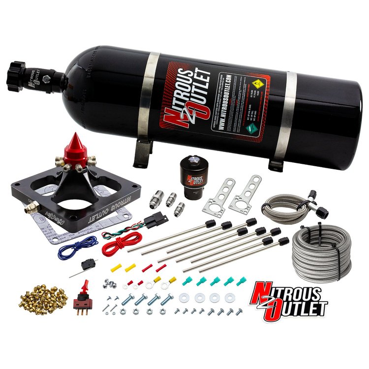 00-45900CS-DRY1-15 4500 Dry Kraken Competition Plate System, Braided Hose/.189 Competition Trashcan Nitrous Solenoid