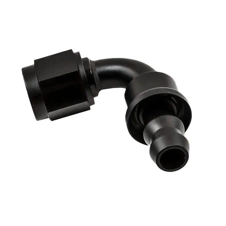 60-15090-06-GB Flo Supply 6AN Push-On 90-Degree Swivel Hose End, Gloss Black