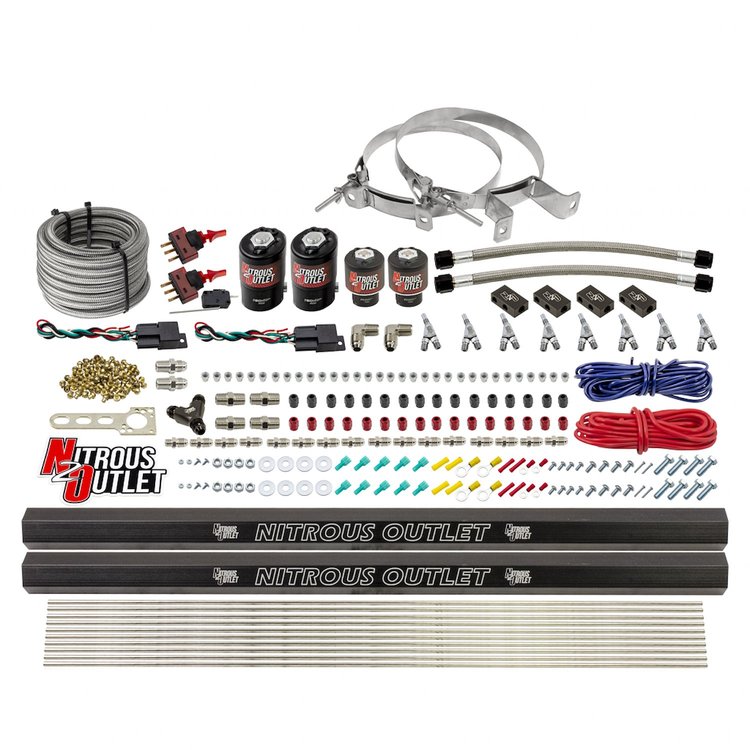 00-10363-E85-SBT-DS-00 4-Cyl Dual-Stage Direct Port System, Two .122 Nitrous Solenoids