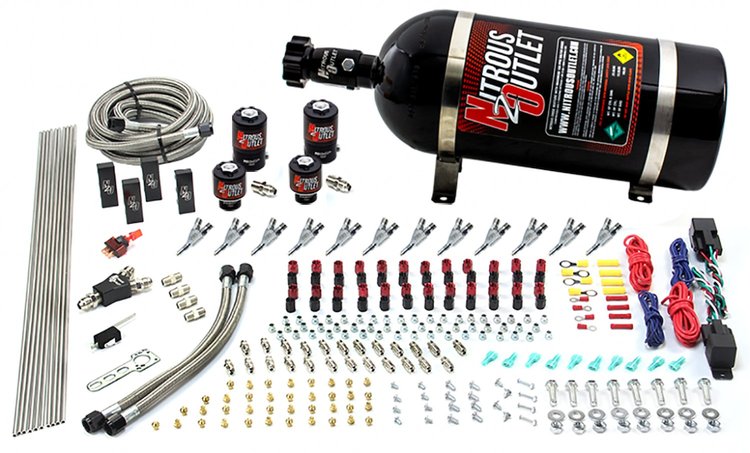 00-10399-E85-SBT-DS-00 6-Cyl Dual-Stage Direct Port System, Two .122 Nitrous Solenoids