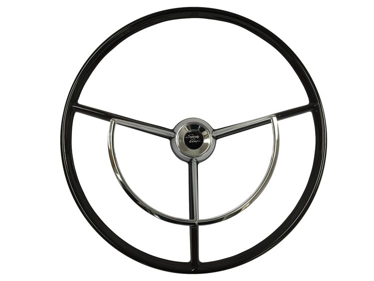 OE-Series Steering Wheel Kit 1960-71 Classic Ford, 17 in. Diameter, Gloss Black Finish, w/ Horn Spring, Contact Kit & Emblem