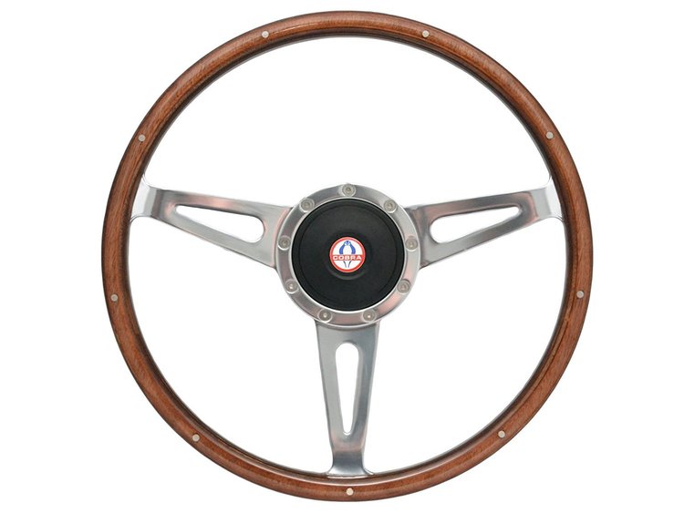 S9 Classic Steering Wheel Kit for 1968-1991 Ford/Mercury, 15 in. Diameter, Walnut Wood Grip, with 9-Bolt Adapter & Horn Button