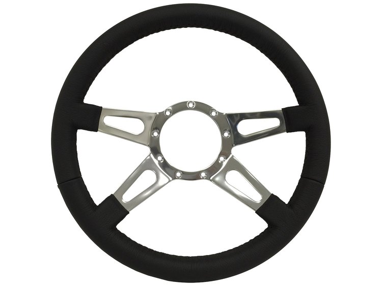 S9 Sport Steering Wheel, 14 in. Diameter, Premium Black Leather Grip