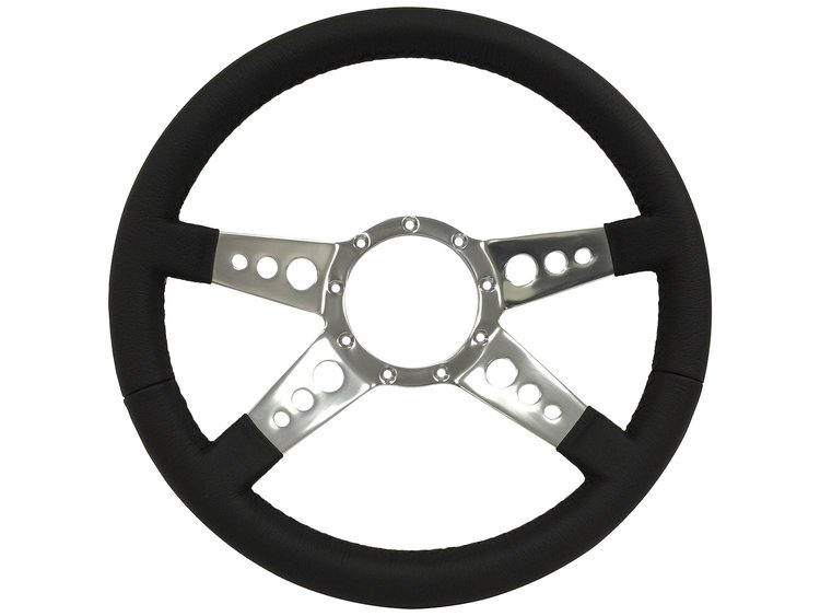 S9 Sport Steering Wheel, 14 in. Diameter, Premium Black Leather Grip