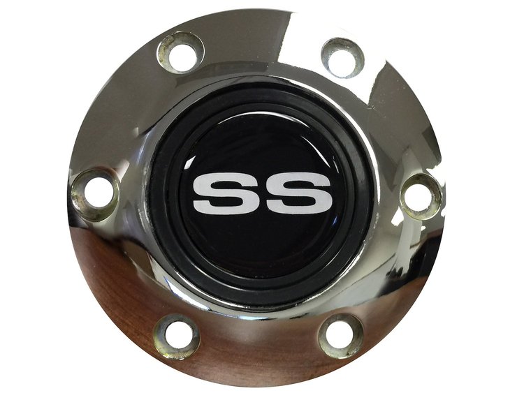 S6 Horn Button Cap Silver 'SS' Super Sport Emblem