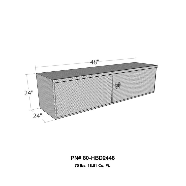 80-HBD2448 HD Under Body 24in x 48in Barn Door w/3 part latch Overall Dims: 46x24x24 In.; A