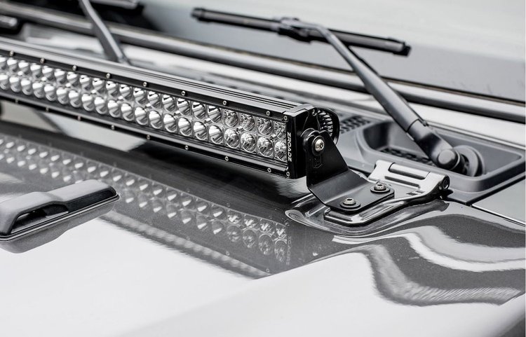 Hood Hinge Mounted Double Row LED Light Bar Kit for 2018 Jeep Wrangler JL