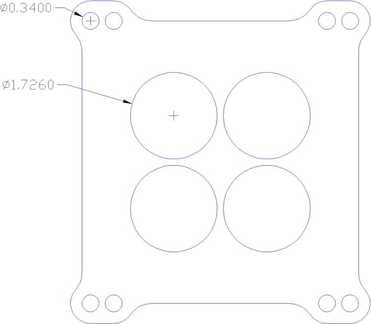 FOG-1002-2 Carburetor Base Gasket, UNIVERSAL 4-BARREL/4-HOLE, Port Dia.: 1.72, " .030", Paper w/Silicone Coating