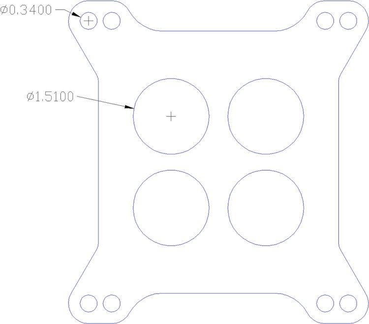 FOG-1004 Carburetor Mounting Gasket, Paper, 4-Barrel, Square Bore, 4-Hole, .060 in. Thick, Sold Individually