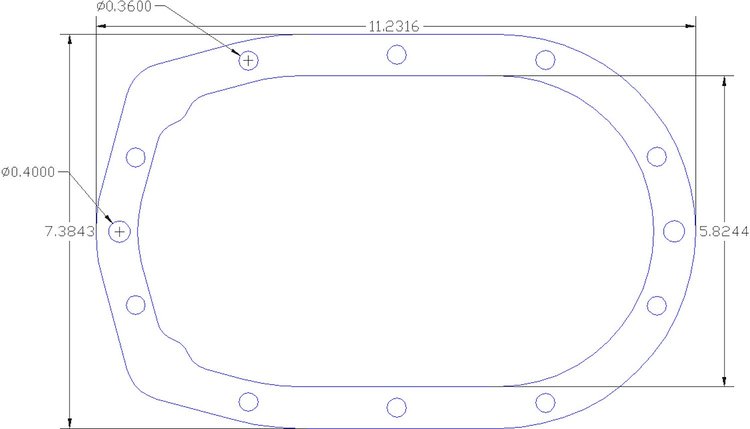 FOG-1036 Supercharger Base Gasket, Littlefield 14-71 Supercharger Irregular Oval Front Case, Paper w/Silicone Coating, .060 in.