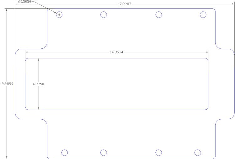FOG-1040-2 SUPERCHARGER Base Gasket, KOBELCO/LITTLEFIELD 14-71, Port: 4.23" x 14.95", .050", Steelcore Laminate w/Silicone
