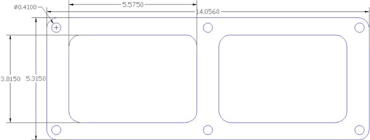 FOG-1045 Injector Base Gasket, Universal Injector, Split Port (x2), Paper w/Silicone Coating, 3.81 in. x 5.57 in., .060 in.