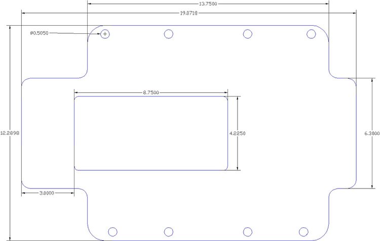 FOG-1059 Supercharger Base Gasket, Fowler Kobelco 14-71, Small/Offset Paper w/Silicone Coating, 4.23 in. x 8.75 in., .060 in.