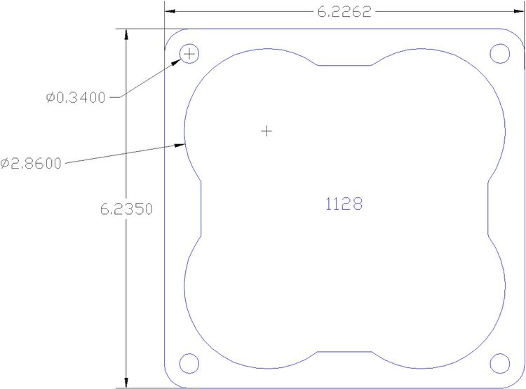 FOG-1128-4 Carburetor Base Gasket, HOLLEY DOMINATOR OPEN PLENUM, Port Dia.: 2.86", .100", Steelcore Laminate w/Silicone