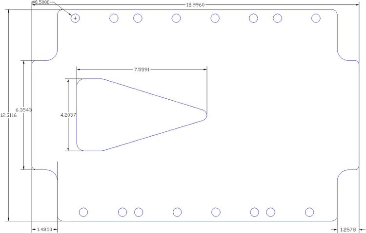 FOG-1165 Supercharger Base Gasket, Fowler Kobelco SC Superman Insulator, Steelcore Lam. w/Silicone, 4.20 x 7.55 in., .100 in.