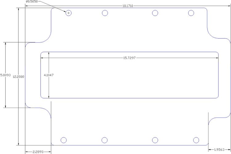 FOG-1168 Supercharger Base Gasket, Universal Supercharger SSI T/F, Paper w/Silicone Coating, 4.08 in. x 15.95 in., .060 in.