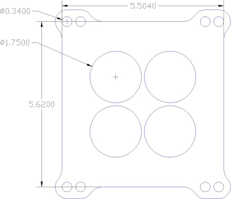 FOG-1170-2 Carb Base Gasket, Universal 4 Barrel 4 Hole, Paper w/Silicone Coating, 1.75 in. Dia., .060 in.