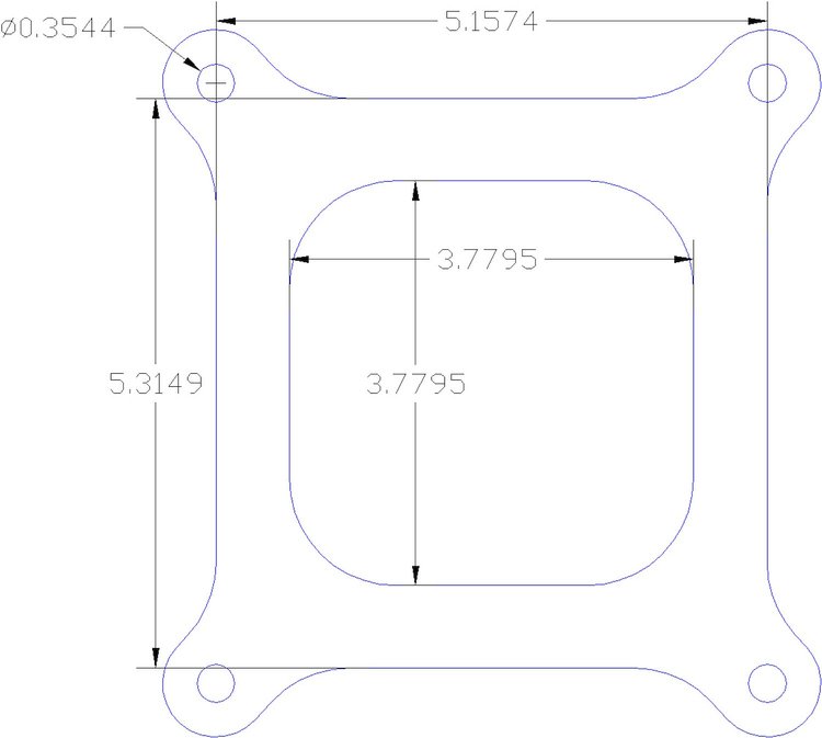 FOG-1188 Carb Base Gasket, Universal 4 Barrel Open Plenum, Paper w/Silicone Coating, 3.79 in. x 3.79 in., .030 in.