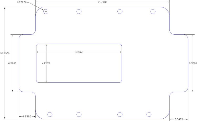 FOG-1229-4 Supercharger Base Gasket, Fowler Kobelco 14-71 Dmpe Superman SC, Steelcore Laminate w/sil. Ctg, 4.22 x 9.39 .100 in.