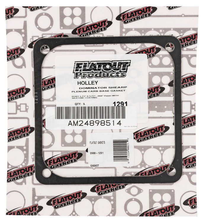 FOG-1291-3 Carb Base Gasket, Holley Dominator Shearplate Open Plenum, Steelcore Laminate w/sil., 5.73 in. x 5.73 in., .050 in.