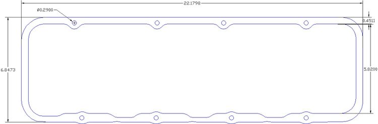FOG-6005-9 Valve Cover Gaskets, Chevy Big Block Dart 14/18-Deg "Big Chief", Thickness: .090 in., Paper w/Silicone