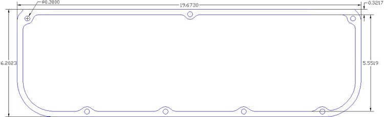 FOG-6075-2 Valve Cover Gaskets, Chevy Spread Port, w/4.500 in. B.C., Thickness: .120 in., Paper w/Silicone